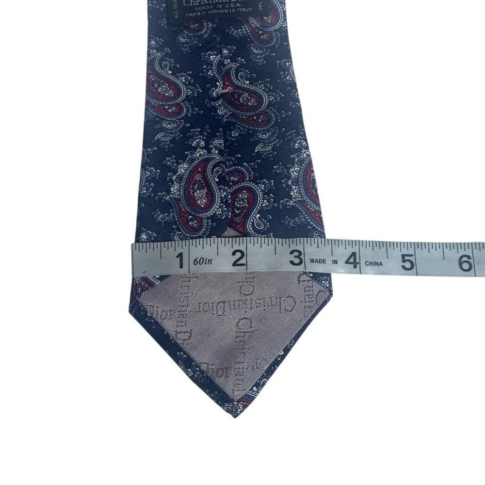 Christian Dior Mens Silk Tie Pasely Luxe Old Money Artsy Quiet Luxury Blue - Picture 4 of 5